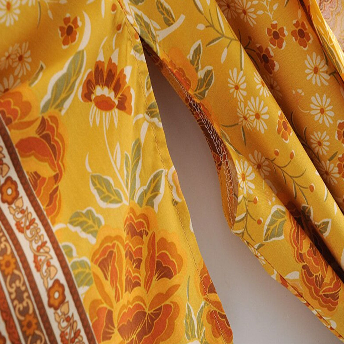 Golden Yellow Horse Boho Maxi Robe