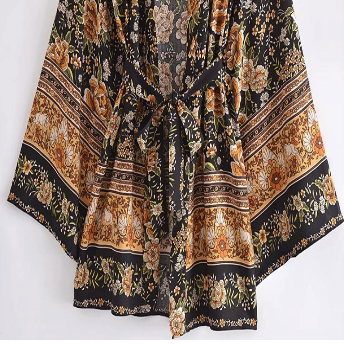Midnight Pony Boho Floral Print Short Robe