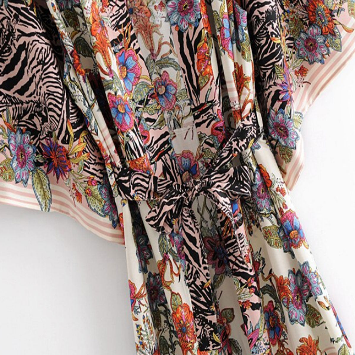 Zebra Print Boho Floral Maxi Robe