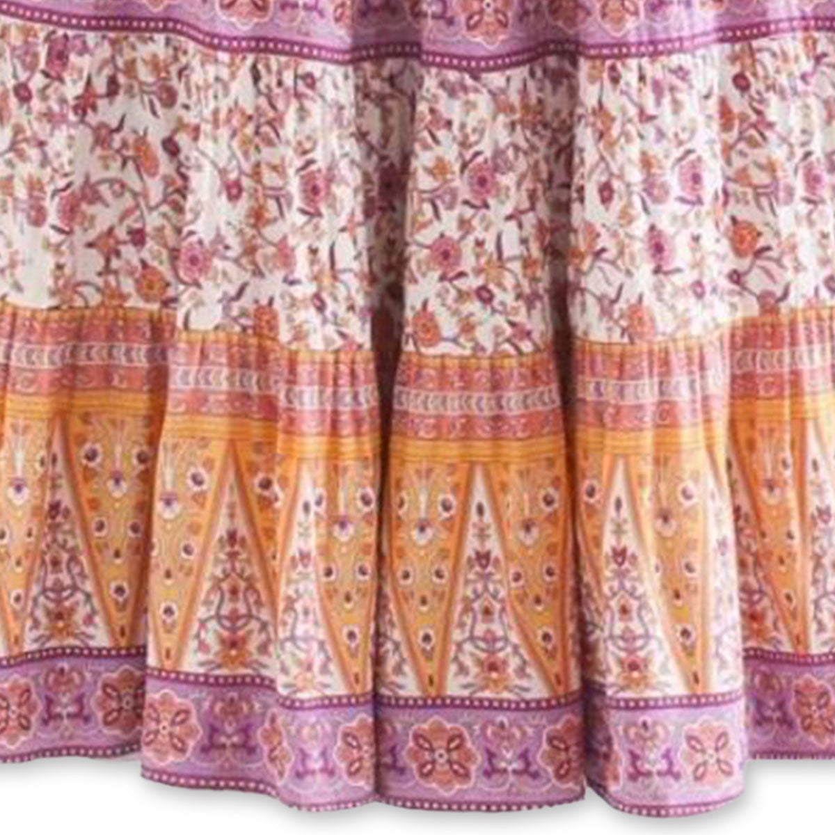 Posy Purple Floral Print Boho Midi Skirt