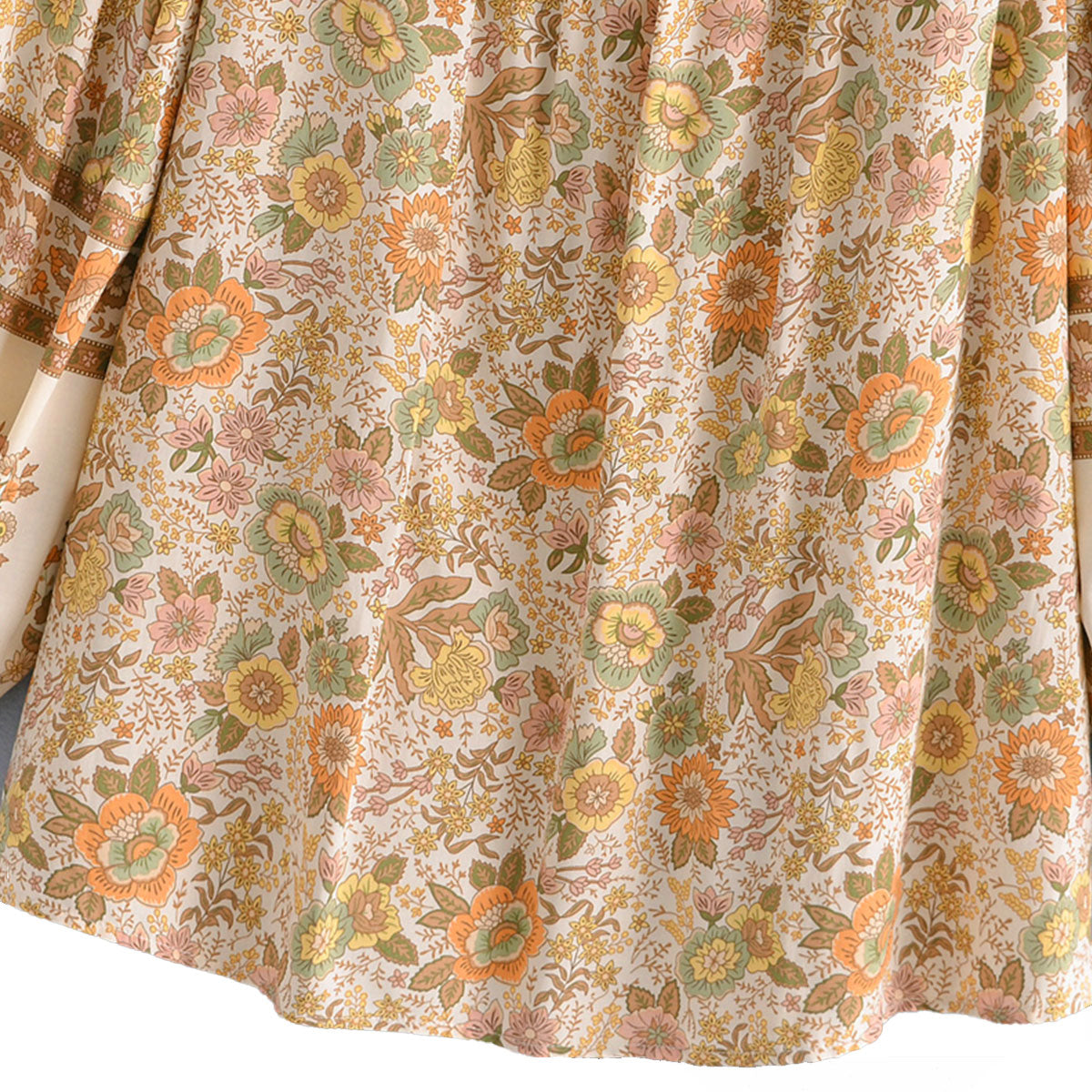 Sahara Sands Boho Floral Print Long Sleeve Blouse