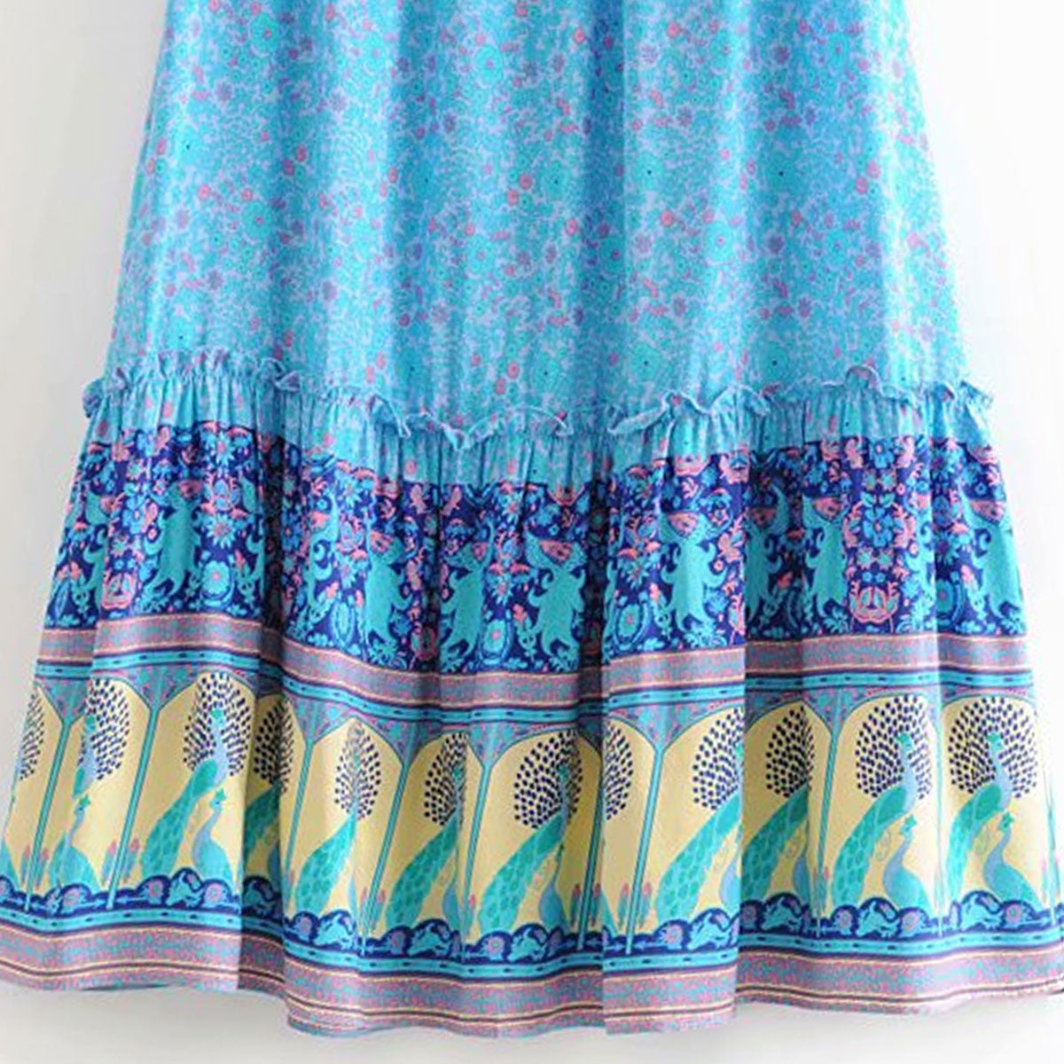 Island Sea Boho Floral Print Maxi Skirt