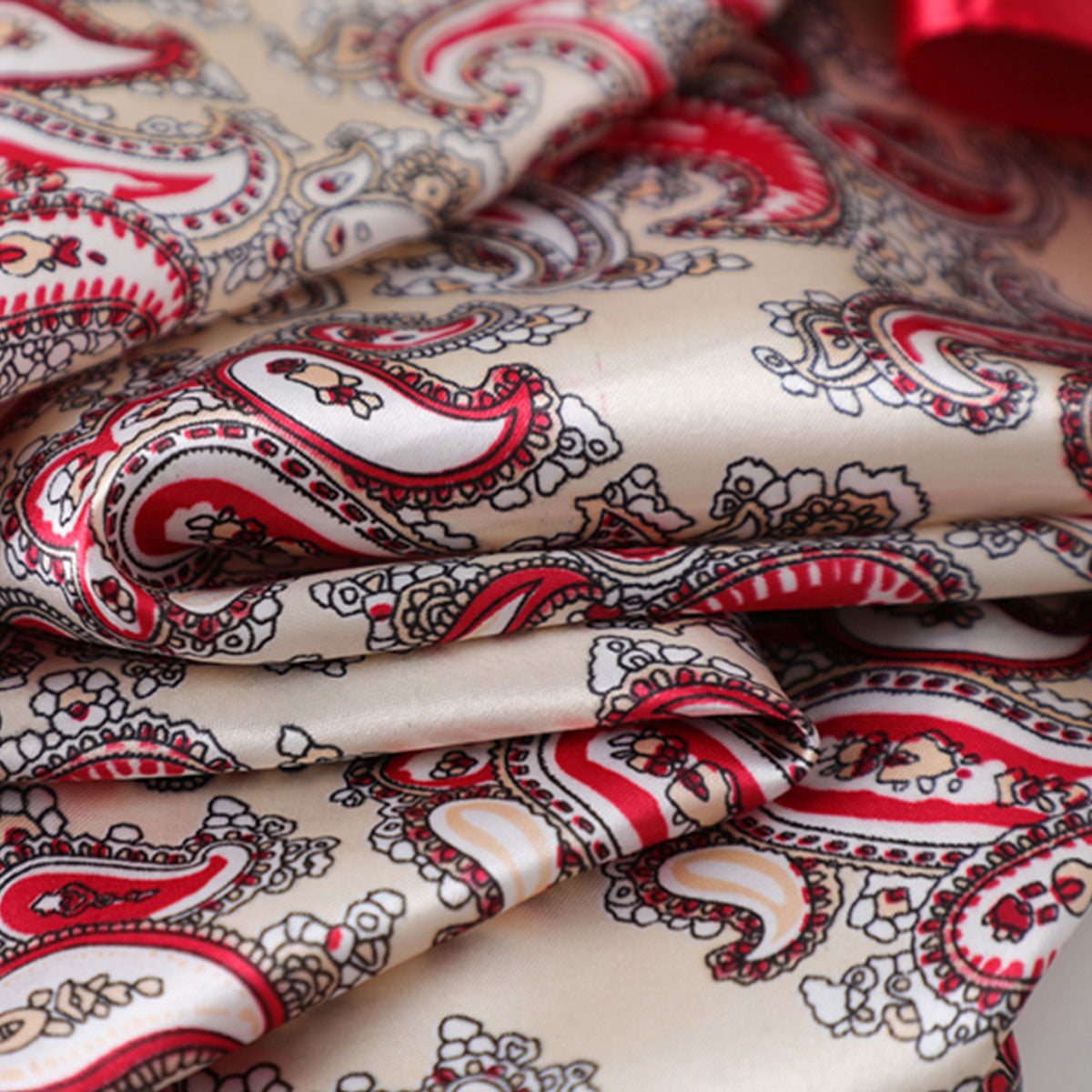 Crimson Red Paisley Boho Scarf