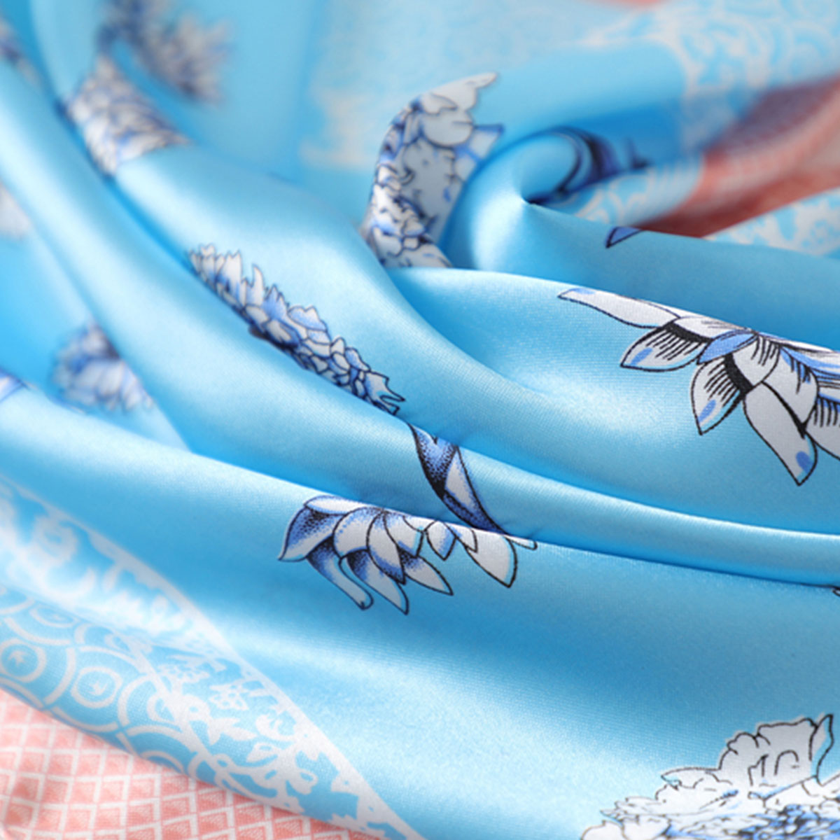 Cerulean Blue Floral Boho Scarf