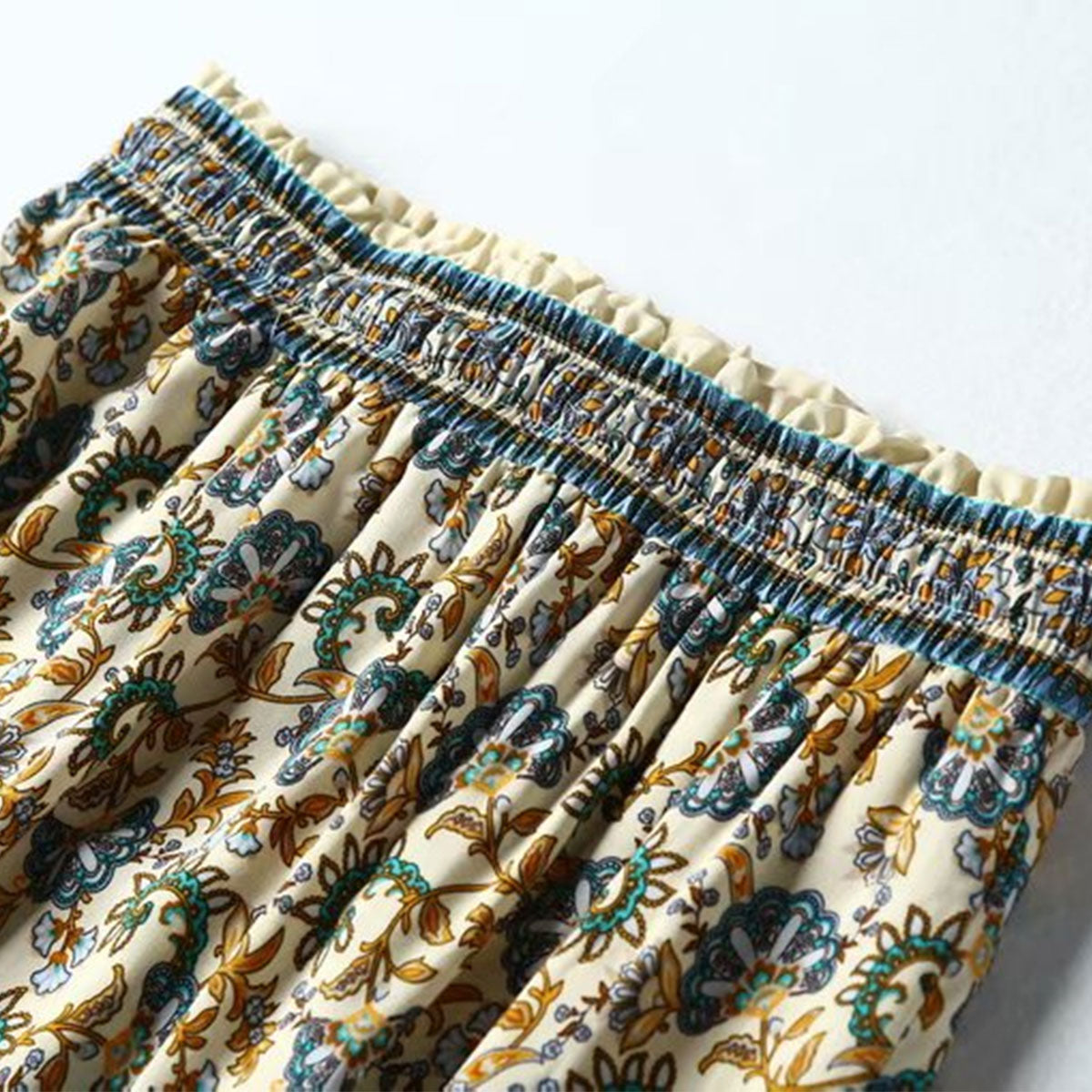 Blue Haven Boho Floral Print Midi Skirt