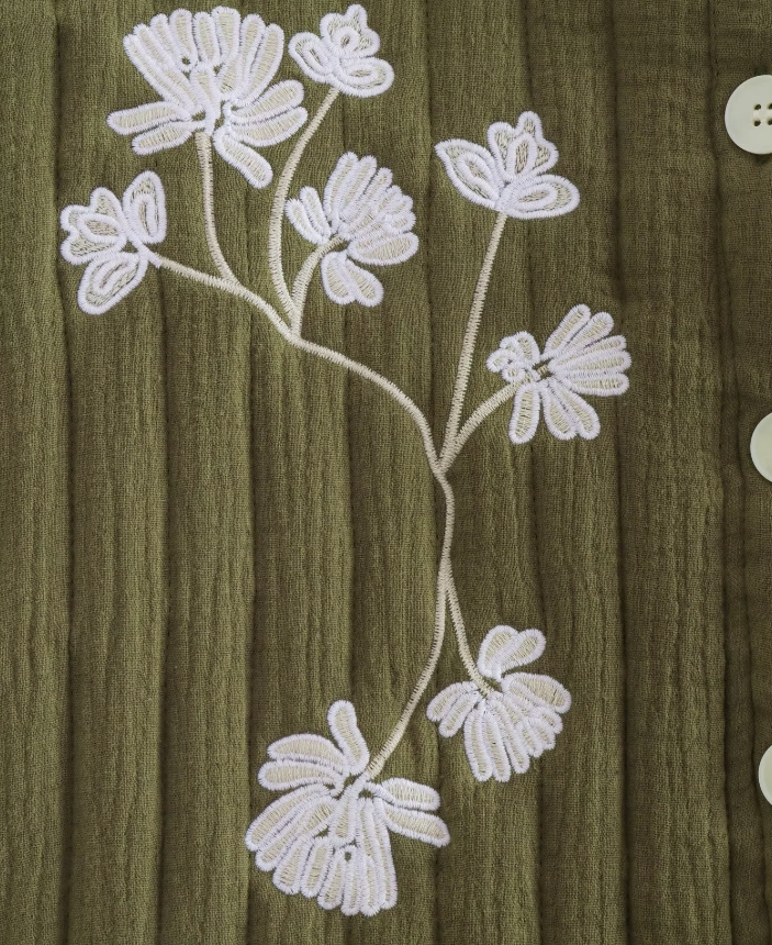 Olive Blooms Boho Floral Embroidered Vest