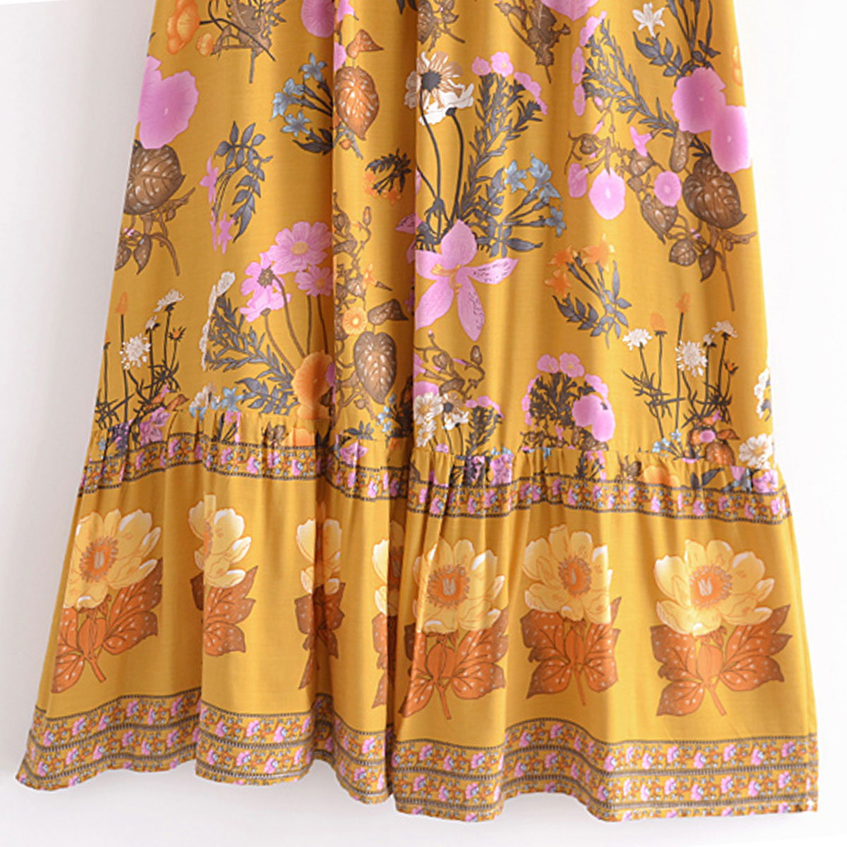 Golden Hour Boho Floral Print Maxi Skirt
