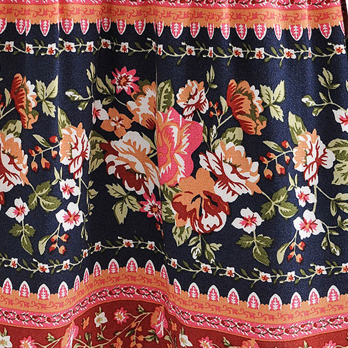 Forever Rose Boho Floral Print Midi Skirt