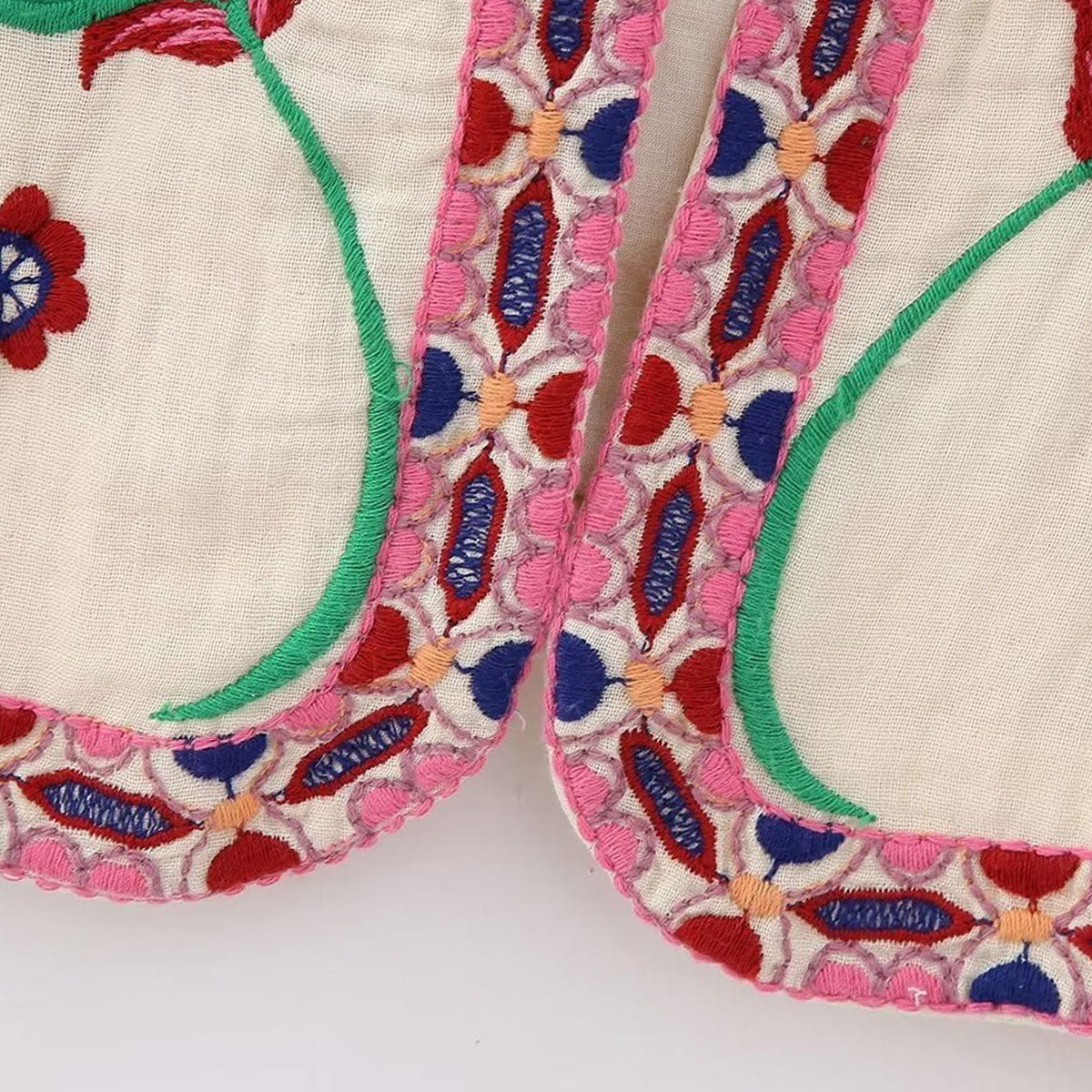 Pink Blooms Boho Floral Embroidered Vest