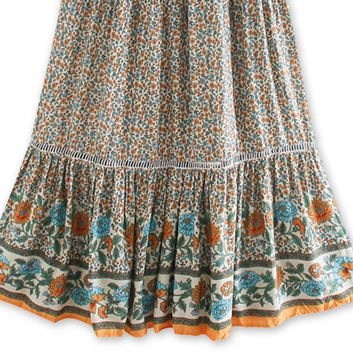 Jasmine White Boho Floral Print Maxi Skirt