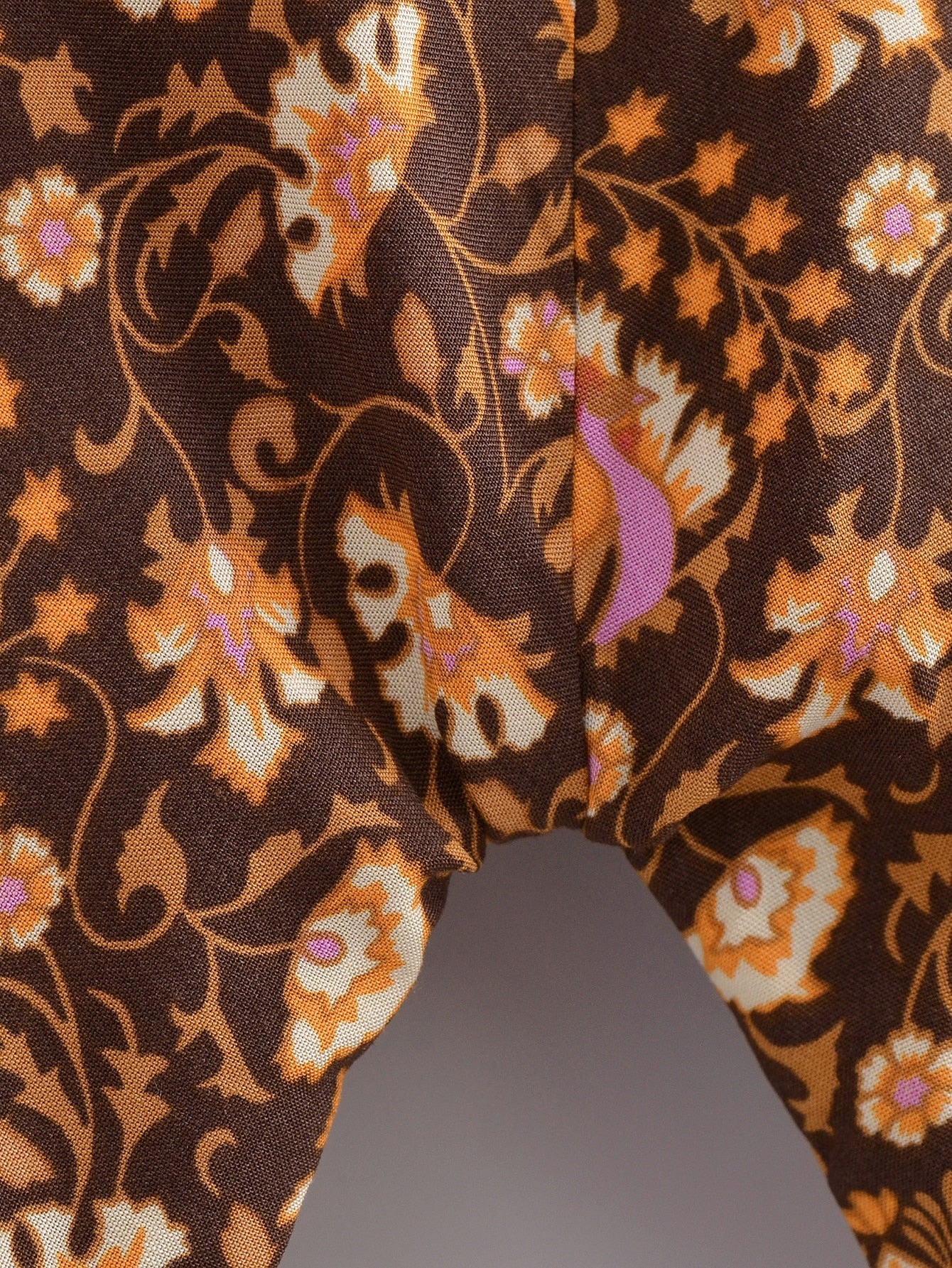 Espresso Brown Boho Floral Print Long Sleeve Blouse