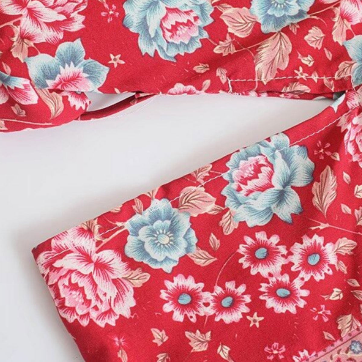 Rose Red Boho Floral Print Midi Robe