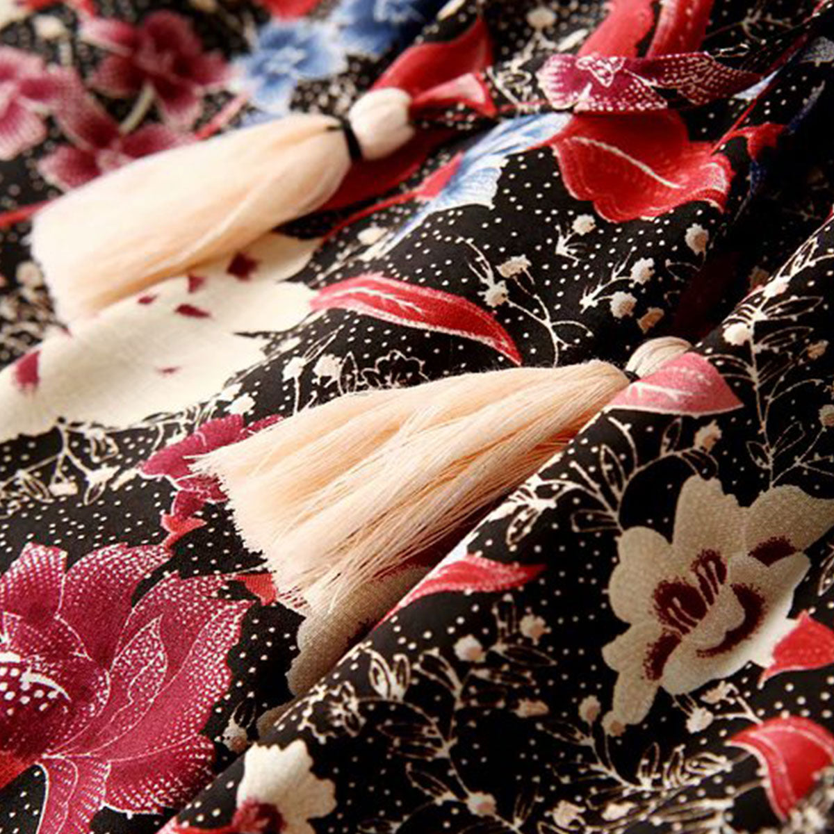 Ruby Dusk Peacock Boho Floral Print Midi Skirt