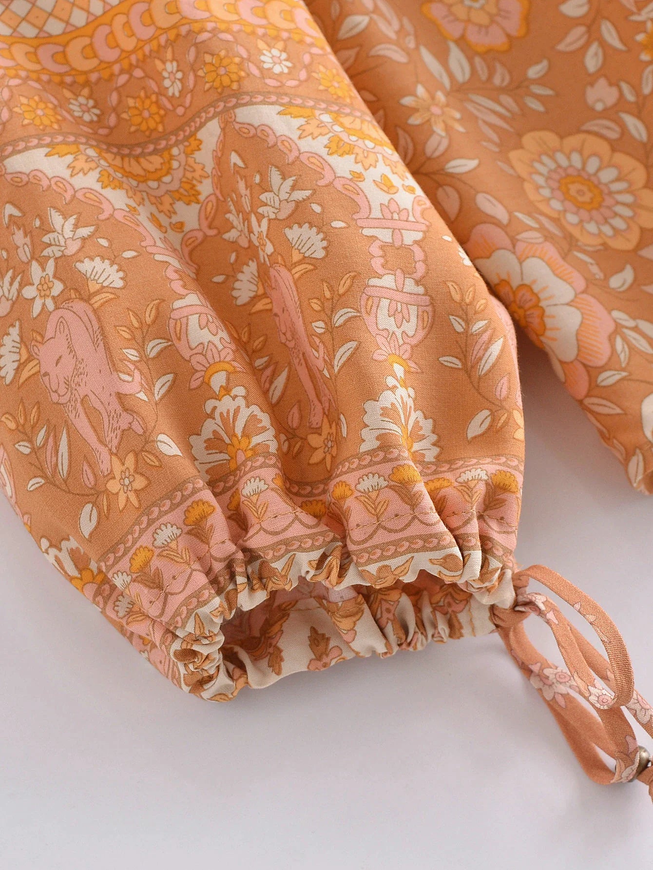 Sienna Sands Boho Floral Print Long Sleeve Blouse