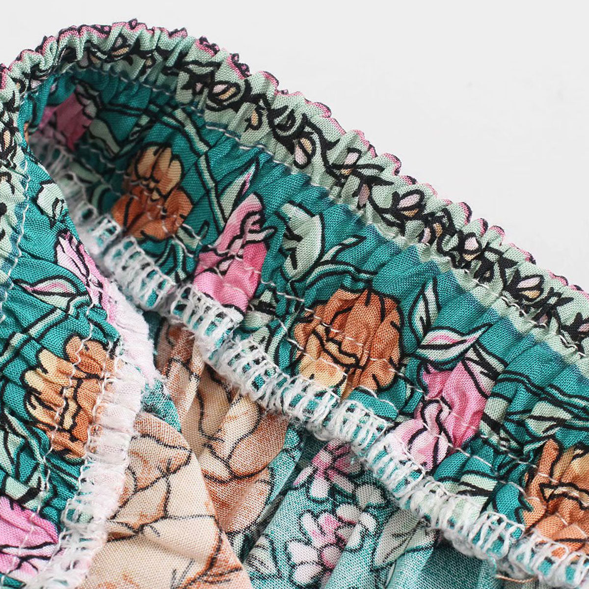Teal Garden Boho Floral Print Maxi Skirt