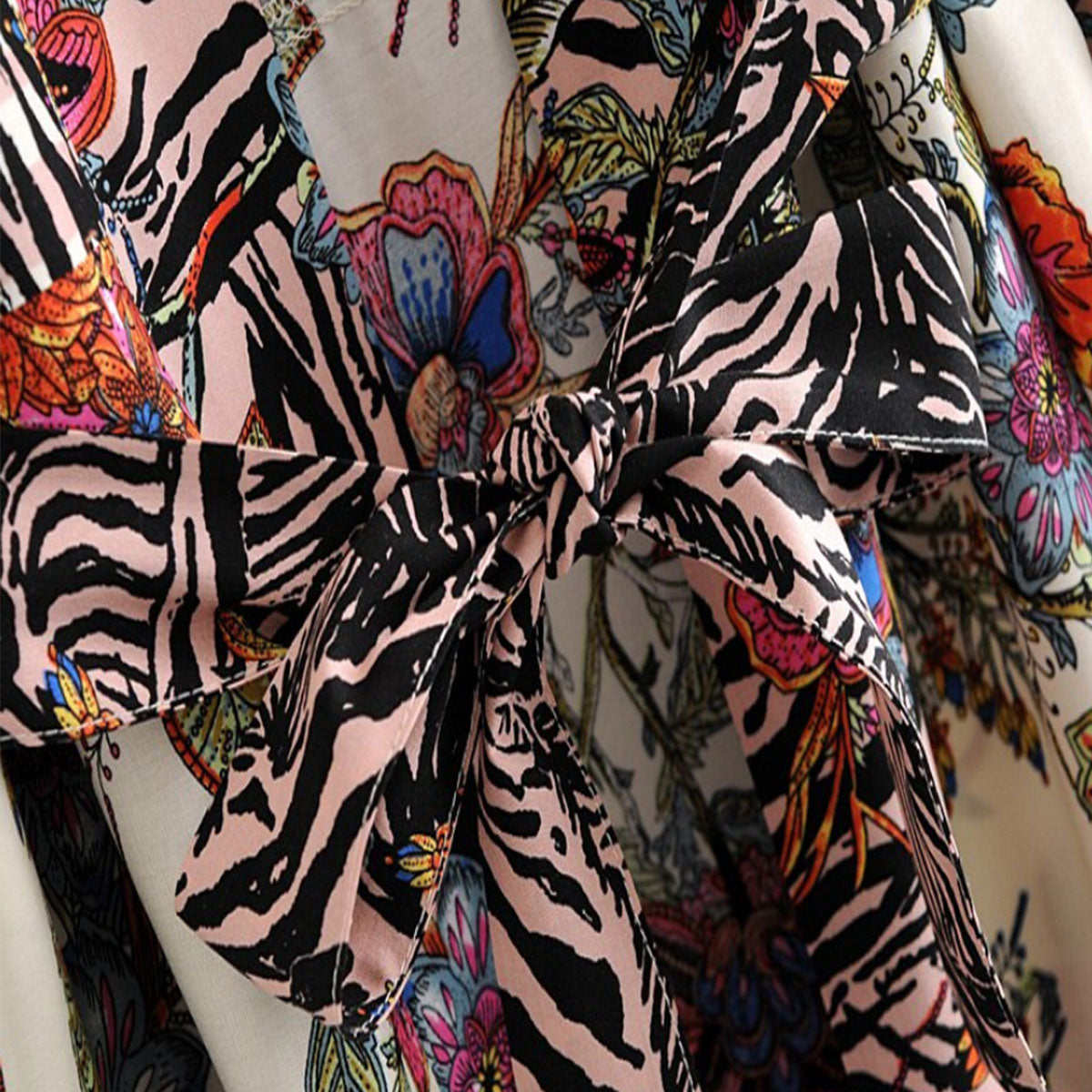 Zebra Print Boho Floral Maxi Robe