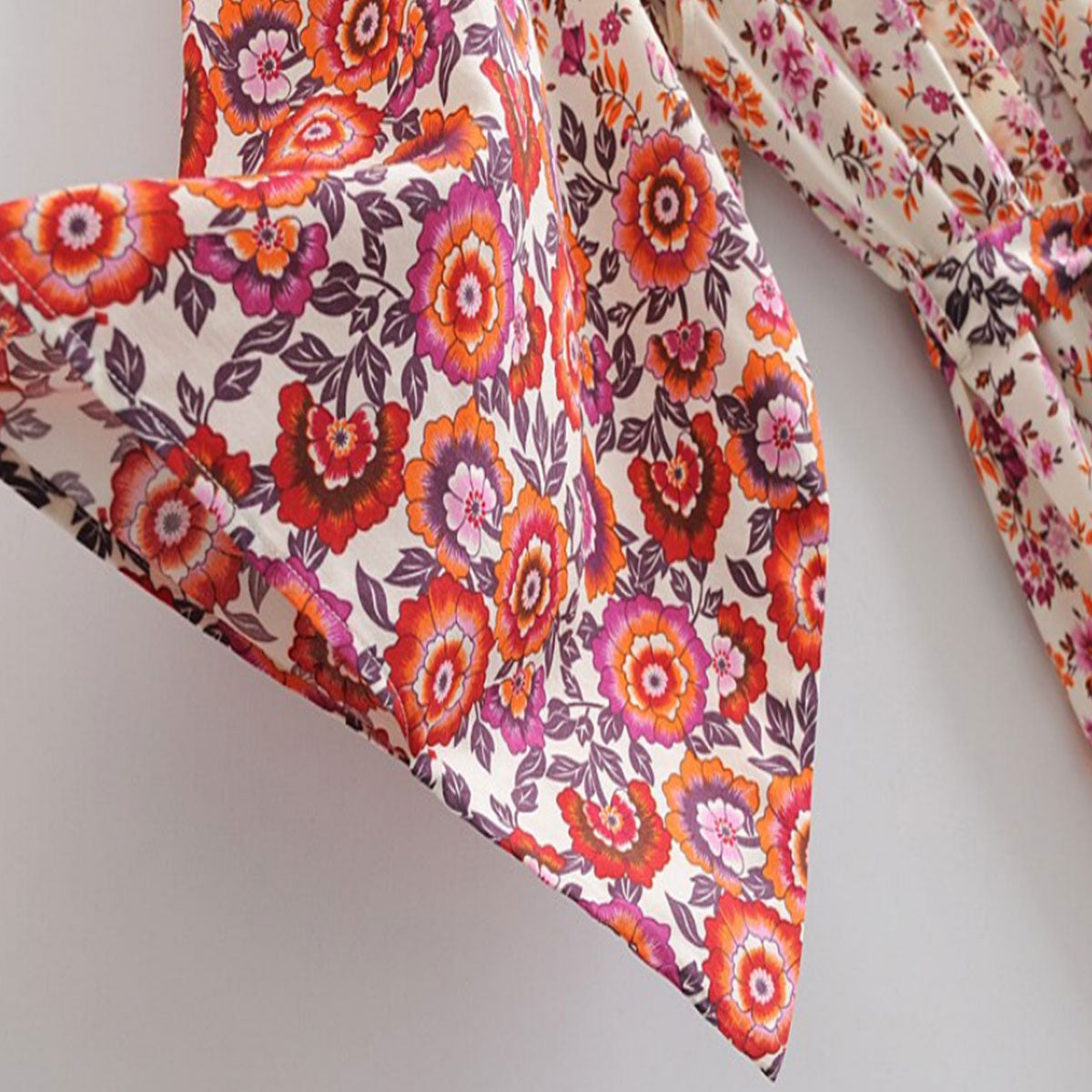 Poppy Blossom Boho Floral Print Maxi Robe