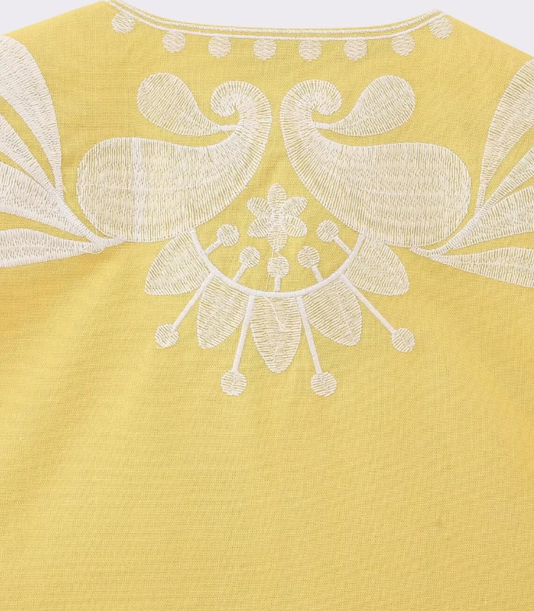 Yellow Boho Floral Embroidered Vest