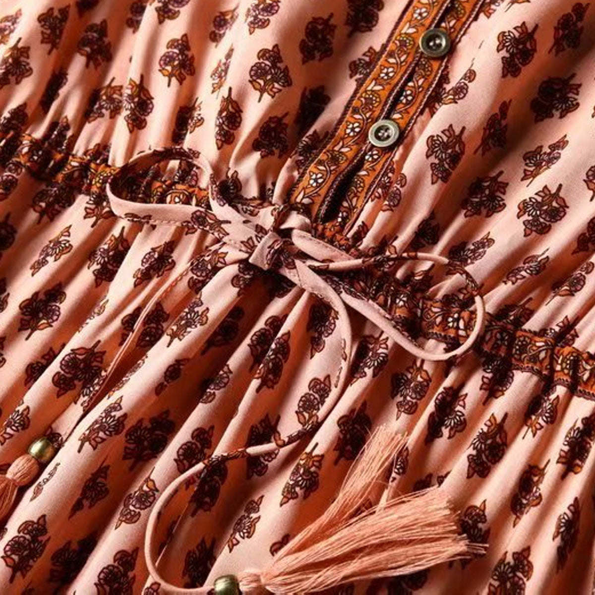 Siesta Rose Boho Floral Print Midi Dress
