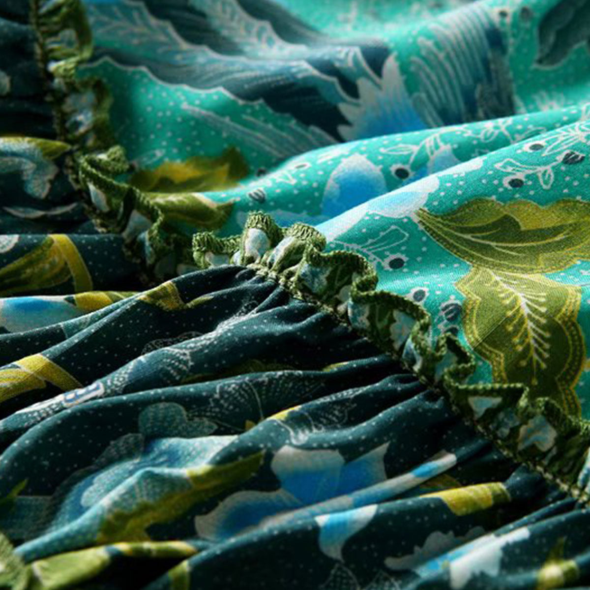 Jaded Peacock Boho Floral Print Midi Skirt