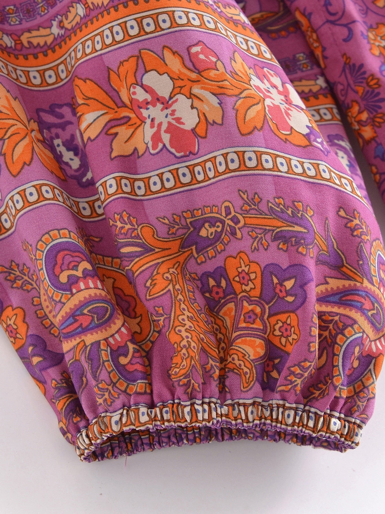 Forever Fuchsia Boho Floral Print Long Sleeve Blouse