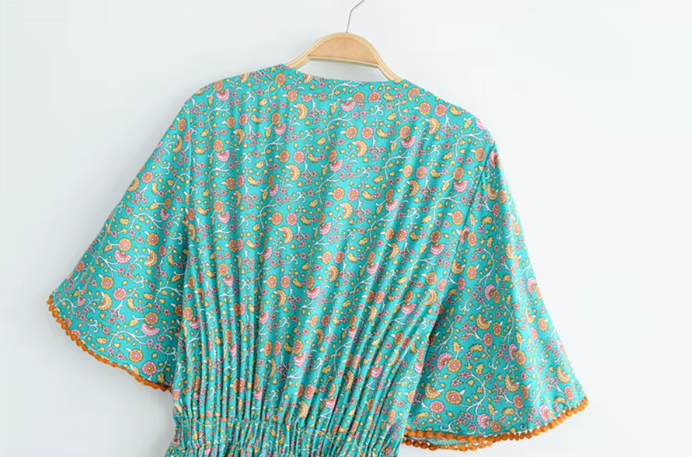 Coastal Charm Boho Floral Print Maxi Dress