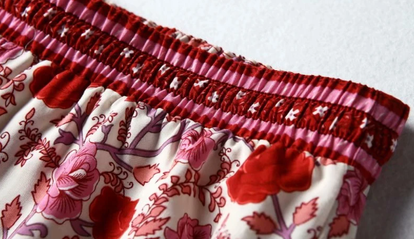 Rose Charm Boho Floral Print Midi Skirt