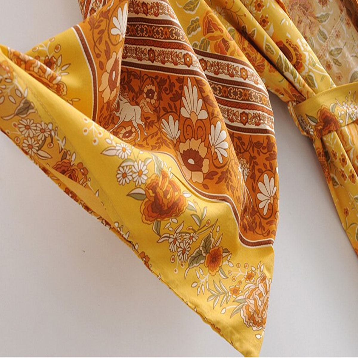 Golden Yellow Horse Boho Maxi Robe