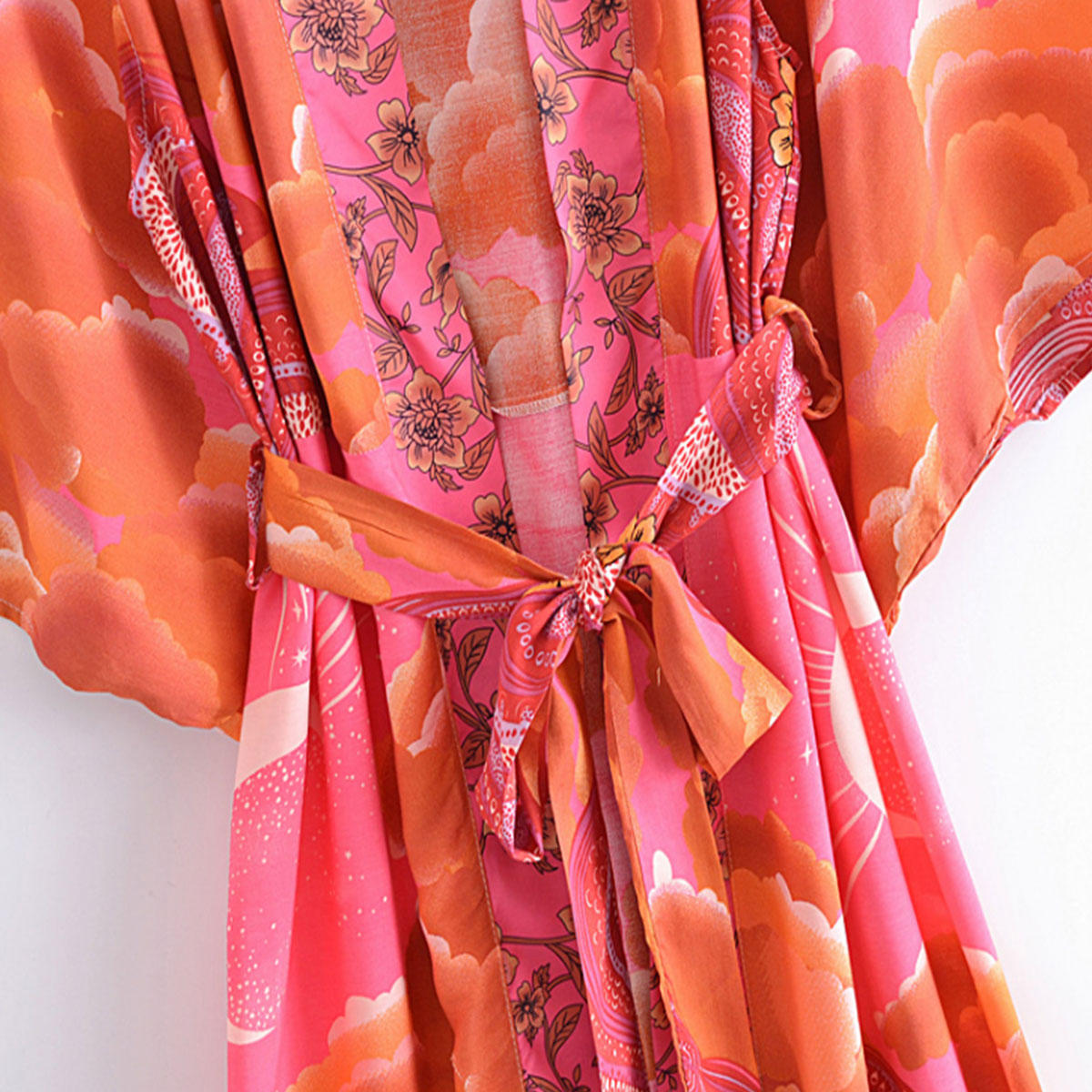 Moonstruck Pink Goddess Boho Kimono Maxi Robe