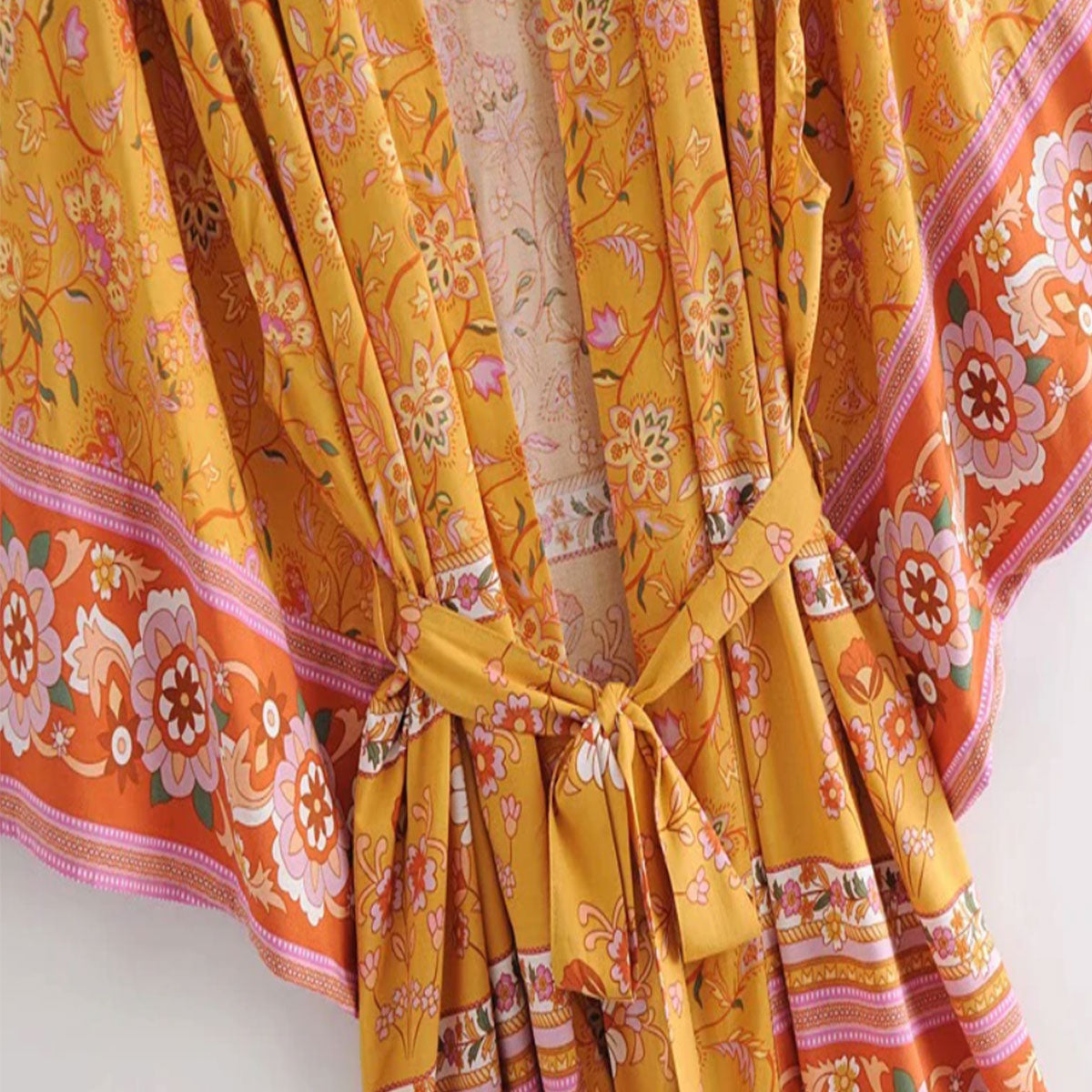Golden Orange Boho Short Robe