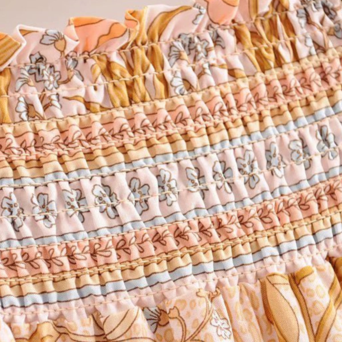 Malibu Peach Boho Floral Print Maxi Skirt