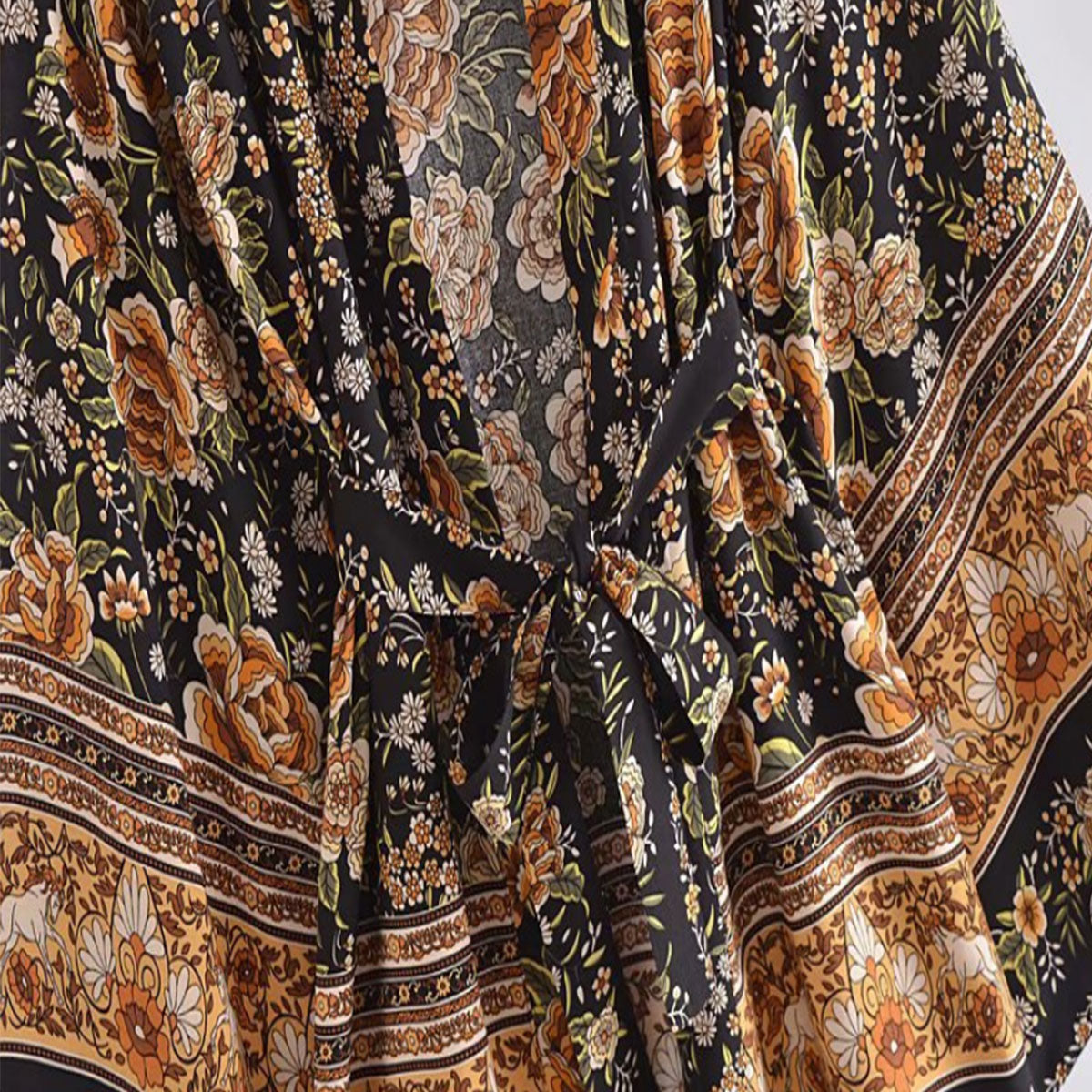 Midnight Pony Boho Floral Print Short Robe