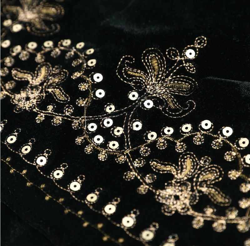 Black Boho Sequin Embroidered Vest