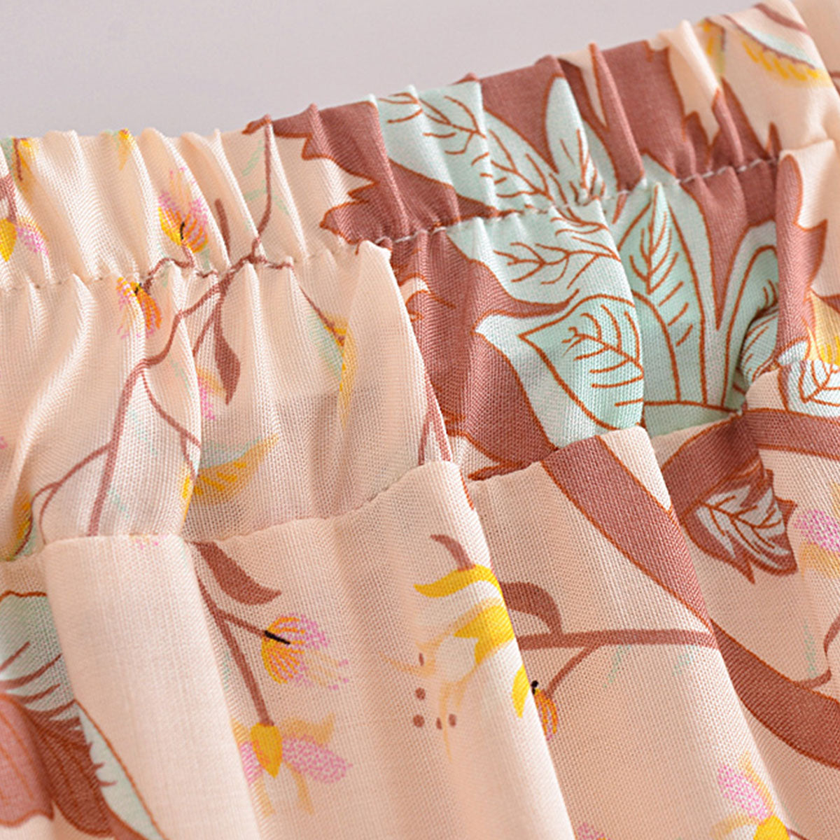 Peony Pink Peacock Boho Floral Print Midi Skirt