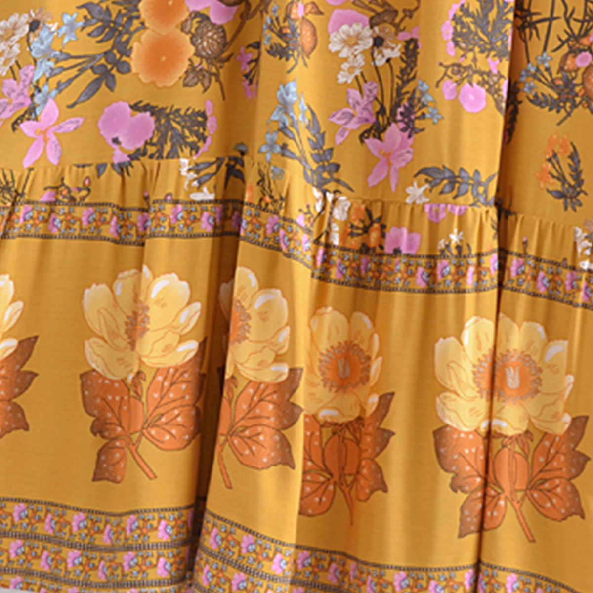 Golden Hour Boho Floral Print Maxi Skirt