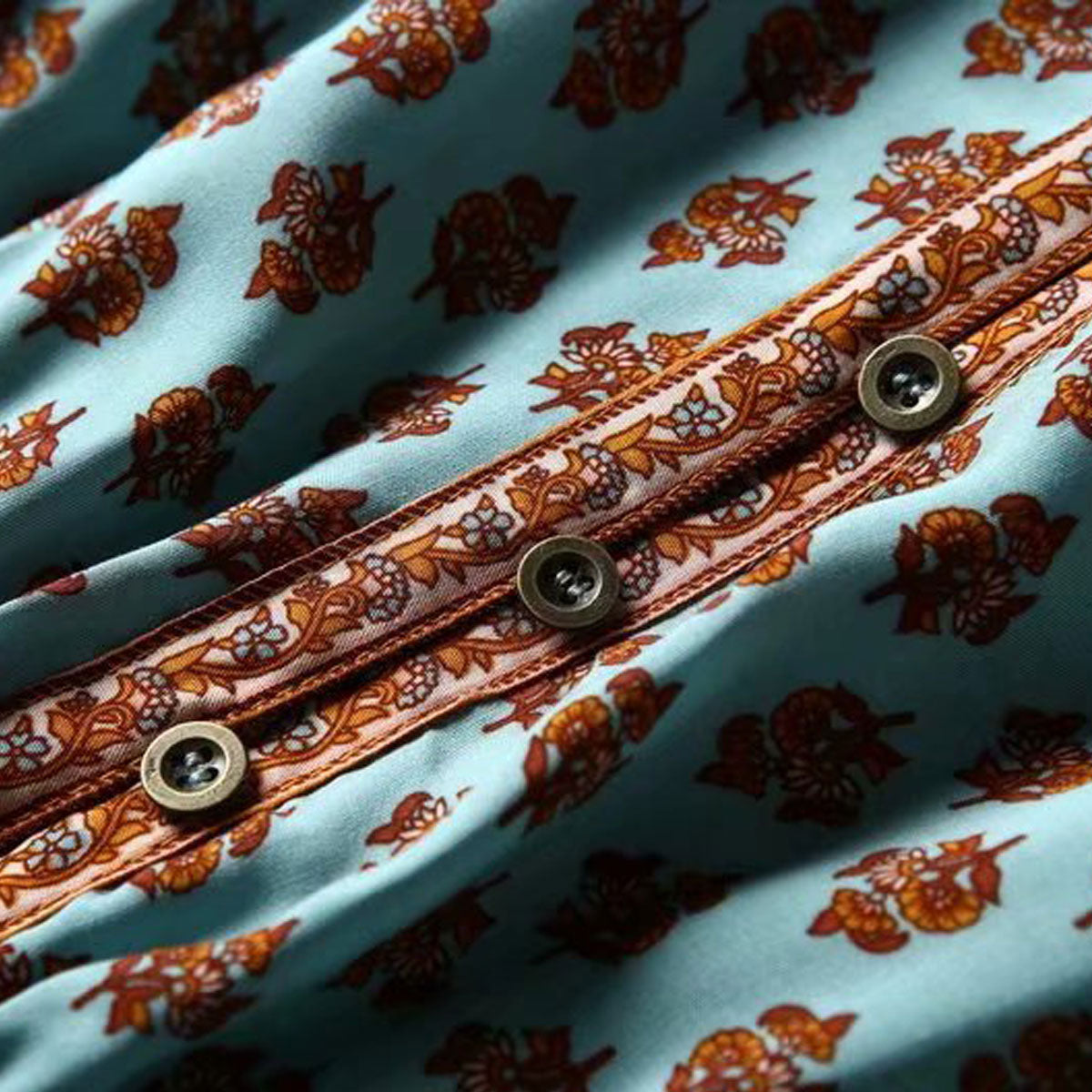 Sea Mist Boho Floral Print Midi Dress