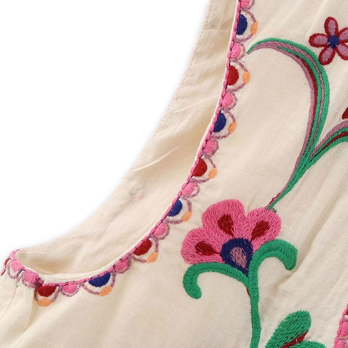 Pink Blooms Boho Floral Embroidered Vest