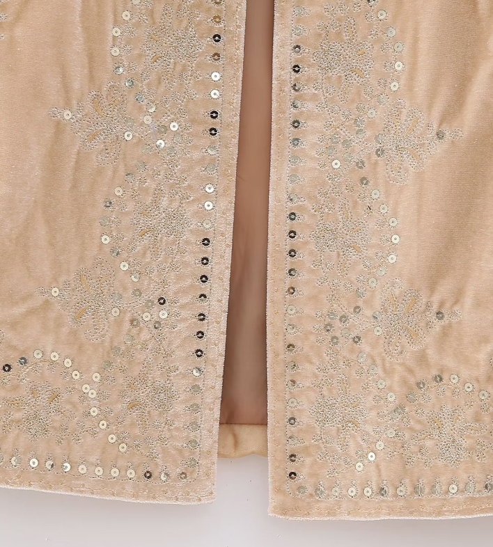 Cream Boho Sequin Embroidered Vest