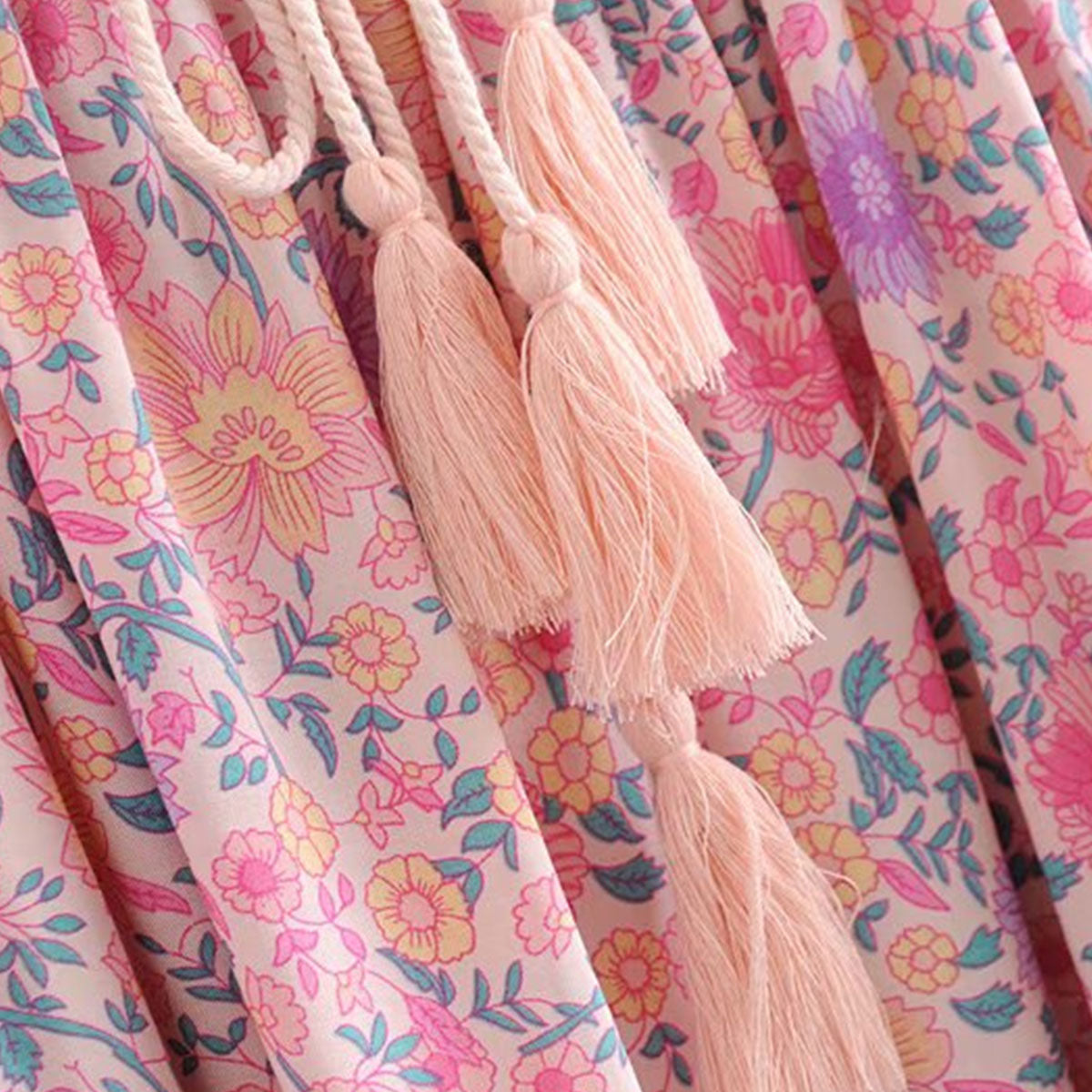 Petal Pink Boho Floral Print Mini Dress