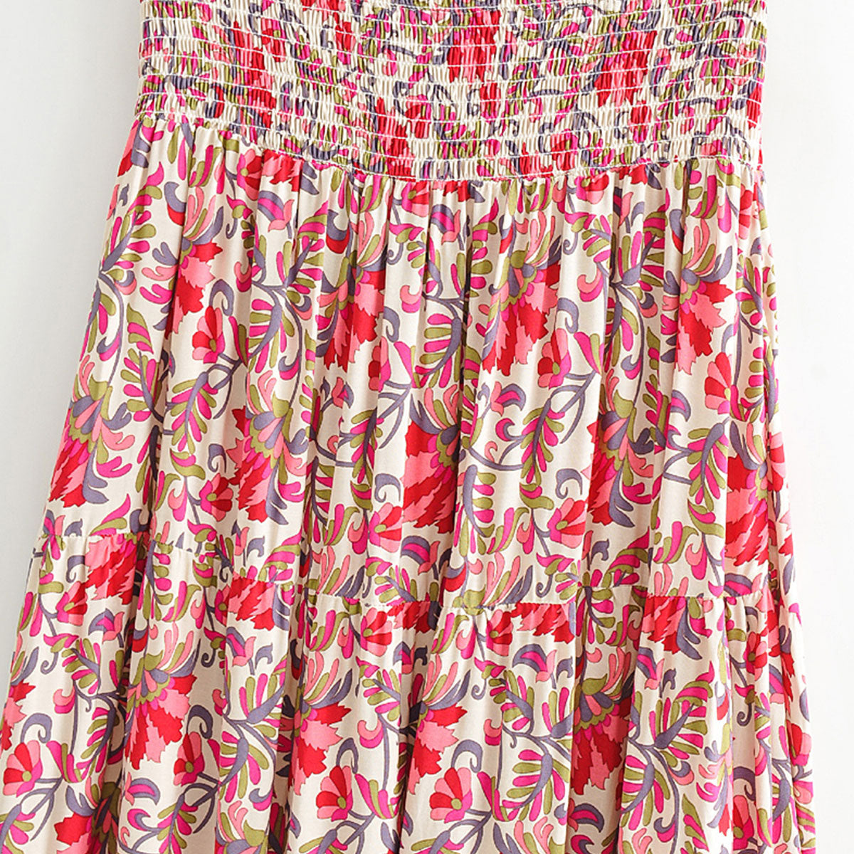 Fantasy Rose Boho Floral Print High-Low Maxi Skirt