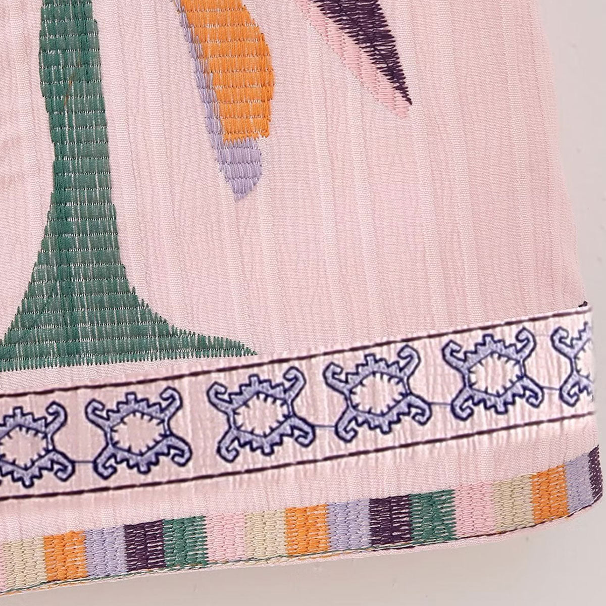 Pink Boho Floral Embroidered Vest