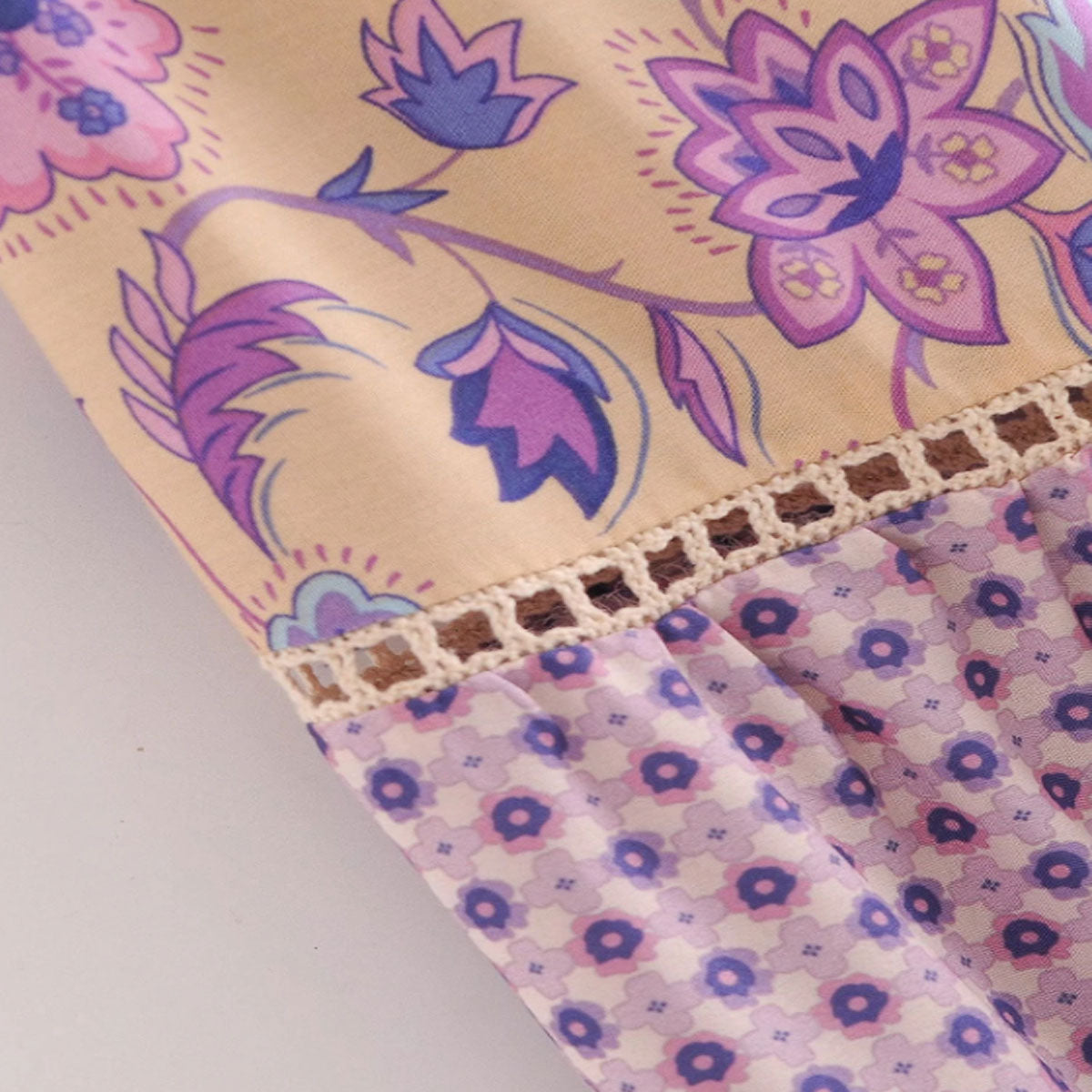 Lavender Falls Floral Print Boho Maxi Skirt