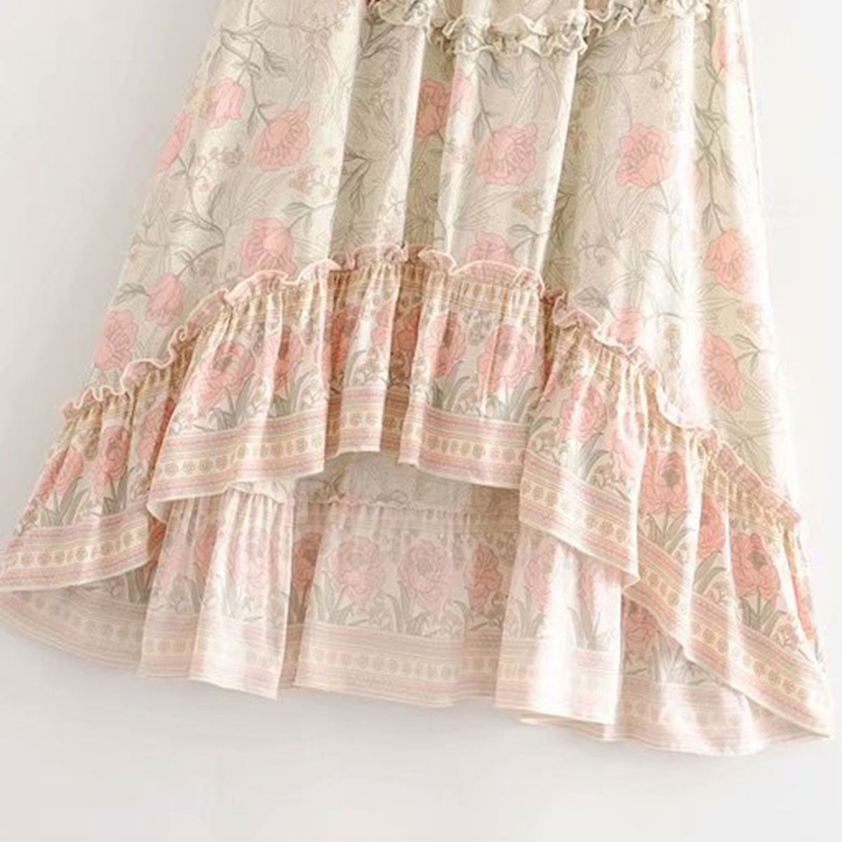 Pearl Blush Floral Print Boho Maxi Skirt