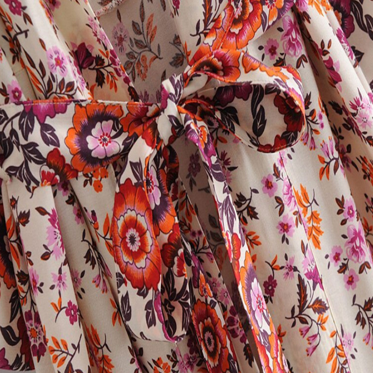 Poppy Blossom Boho Floral Print Maxi Robe