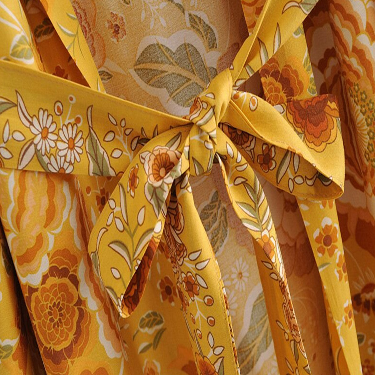 Golden Yellow Horse Boho Maxi Robe