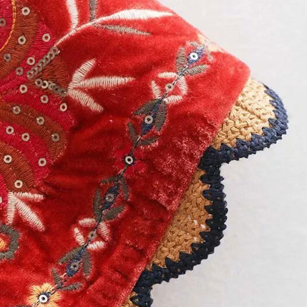 Red Boho Floral Embroidered Vest
