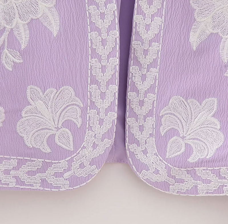 Lavender Blooms Boho Floral Embroidered Vest