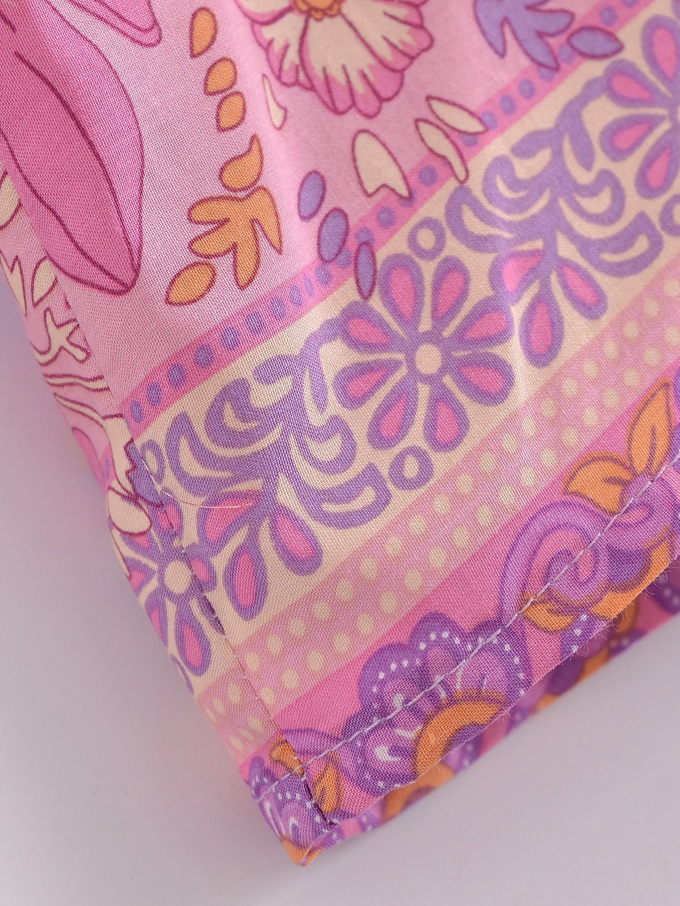 Pink Hibiscus Boho Floral Print Short Robe