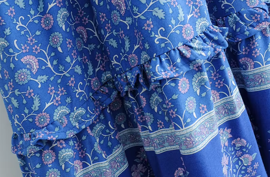 Whispering Willow Boho Floral Print Maxi Dress