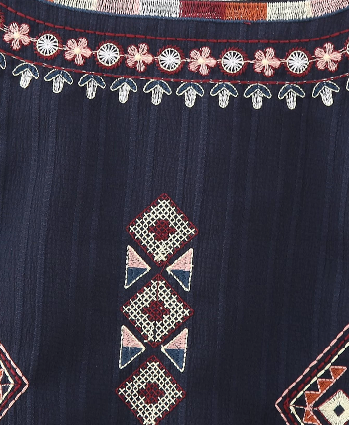 Navy Boho Aztec Embroidered Vest
